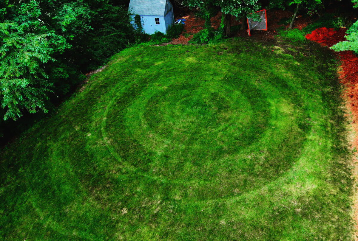 mowed lawn in circular pattern